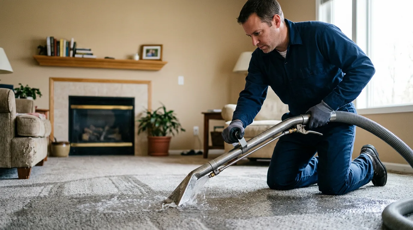 Water damage restoration technician working near Cushman, AR
